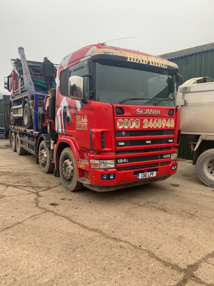 Lifting and transporting a lorry