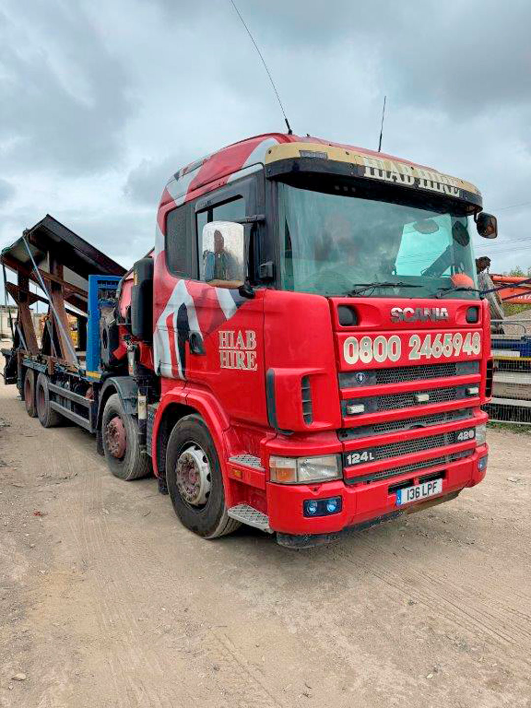 Scania truck delivering Flood gates at Eastbourne for the Enviromrnt Agency